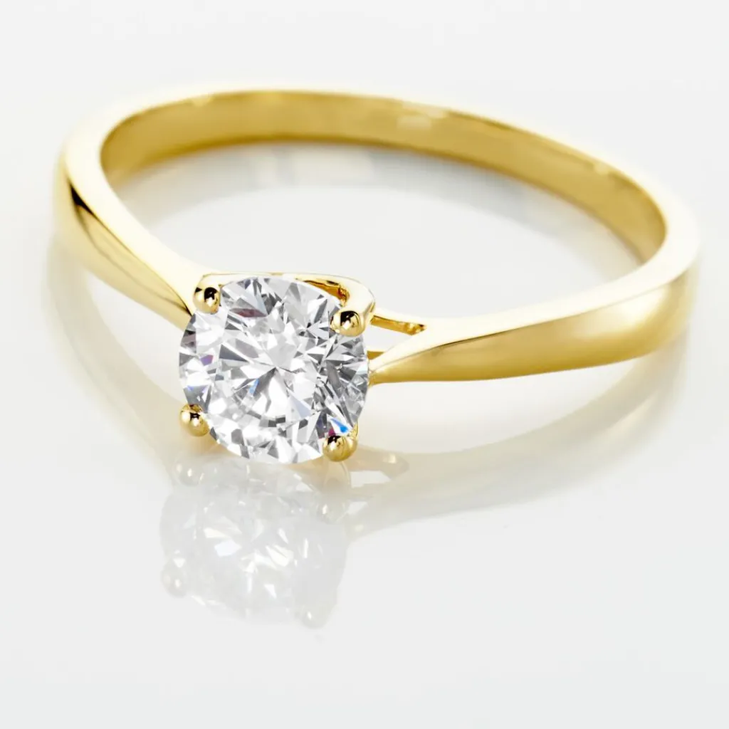 Histoire d'Or Bague Solitaire Fiona Or Jaune Diamant Synthetique