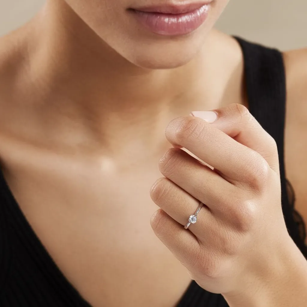 Histoire d'Or Bague Solitaire Fiona Or Blanc Diamant Synthetique or blanc diamant synthétique Best