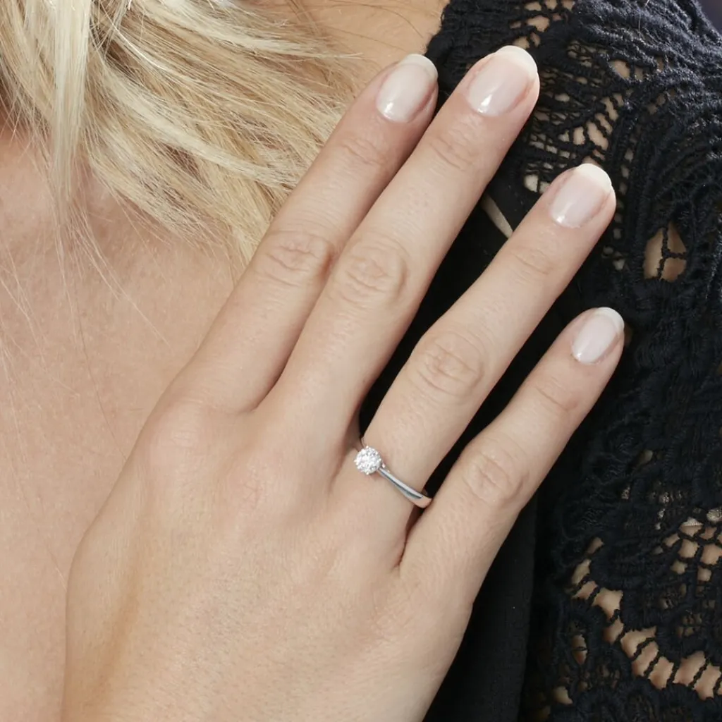 Histoire d'Or Bague Solitaire Fiona Or Blanc Diamant Synthetique or blanc diamant synthétique Clearance