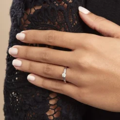 Histoire d'Or Bague Solitaire Flora Or Blanc Diamant Outlet