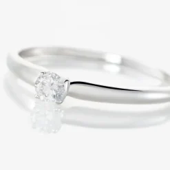 Histoire d'Or Bague Solitaire Flora Or Blanc Diamant New