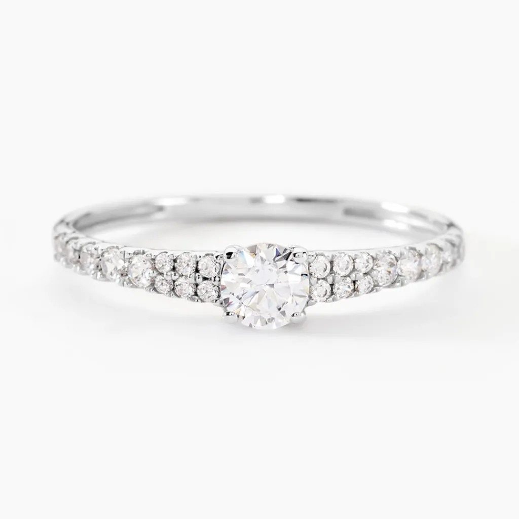 Histoire d'Or Bague Solitaire Francoise-marie Or Blanc Oxyde De Zirconium Clearance