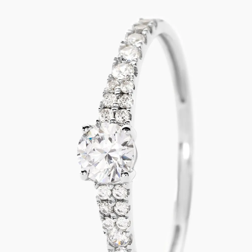 Histoire d'Or Bague Solitaire Francoise-marie Or Blanc Oxyde De Zirconium Clearance