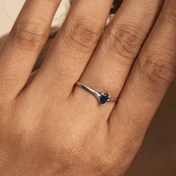 Histoire d'Or Bague Solitaire Goutte or blanc saphir New