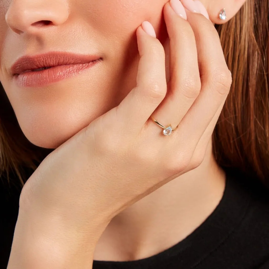 Histoire d'Or Bague Solitaire Goutte Or Jaune Topaze or jaune topaze bleu Discount