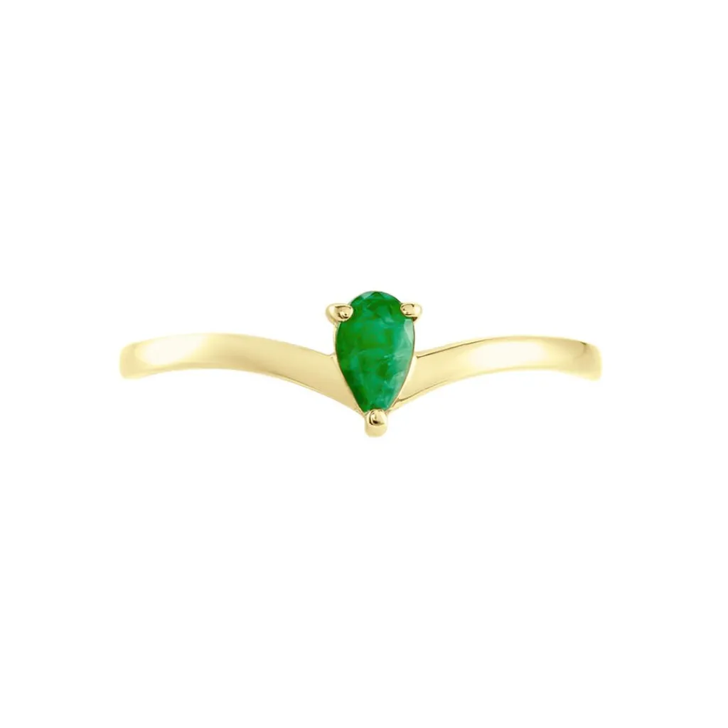 Histoire d'Or Bague Solitaire Goutte or jaune emeraude Hot