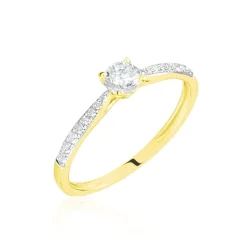 Histoire d'Or Bague Solitaire Hemera or jaune diamant New