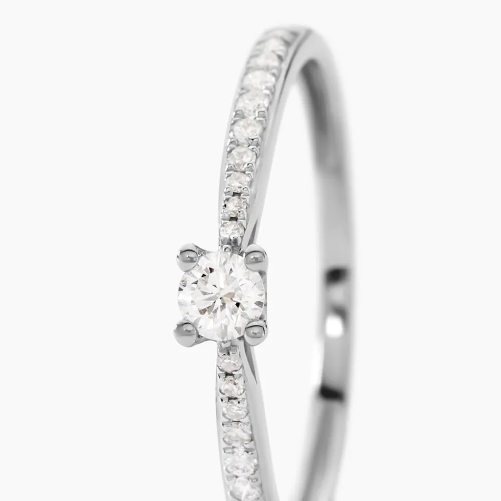 Histoire d'Or Bague Solitaire Hemera or blanc diamant New