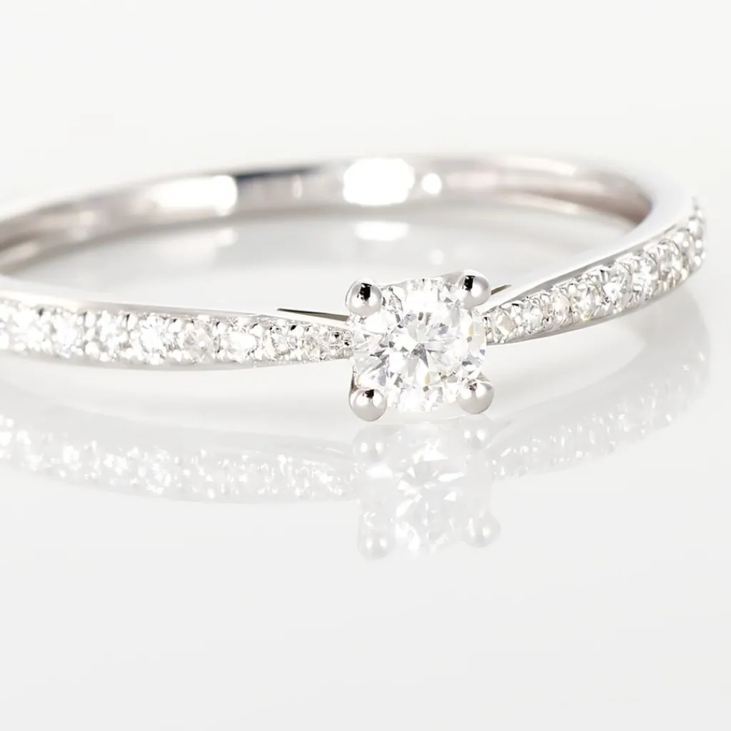 Histoire d'Or Bague Solitaire Hemera or blanc diamant New