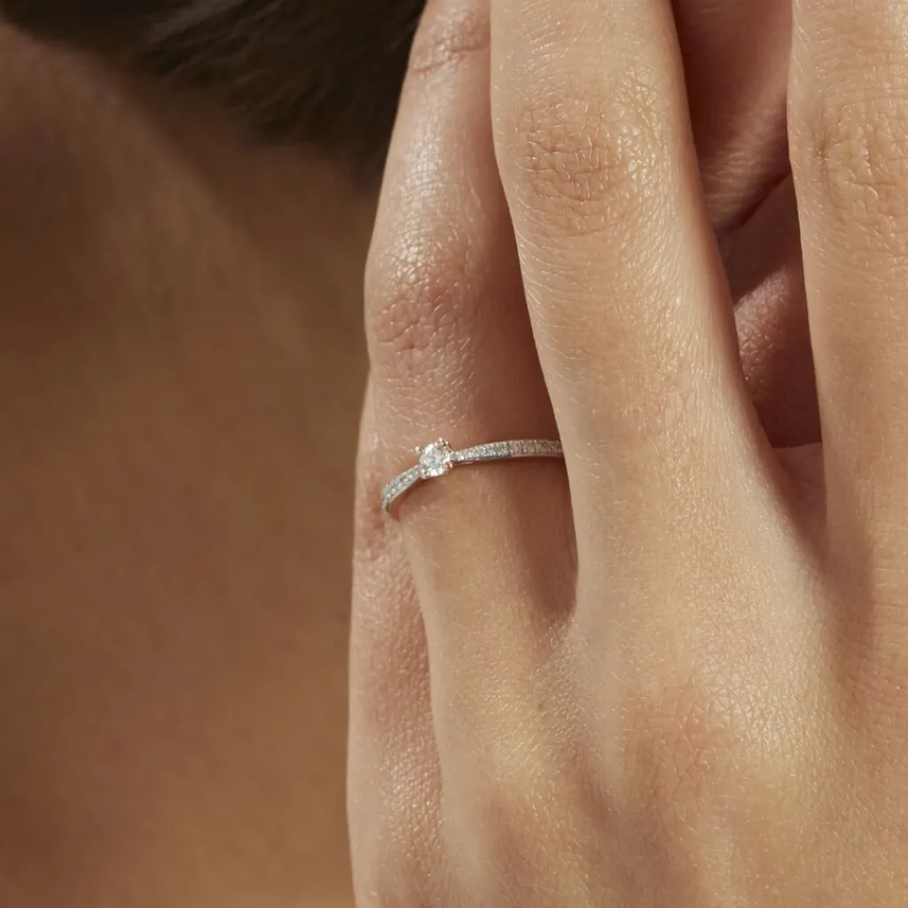 Histoire d'Or Bague Solitaire Hemera or rose diamant Hot