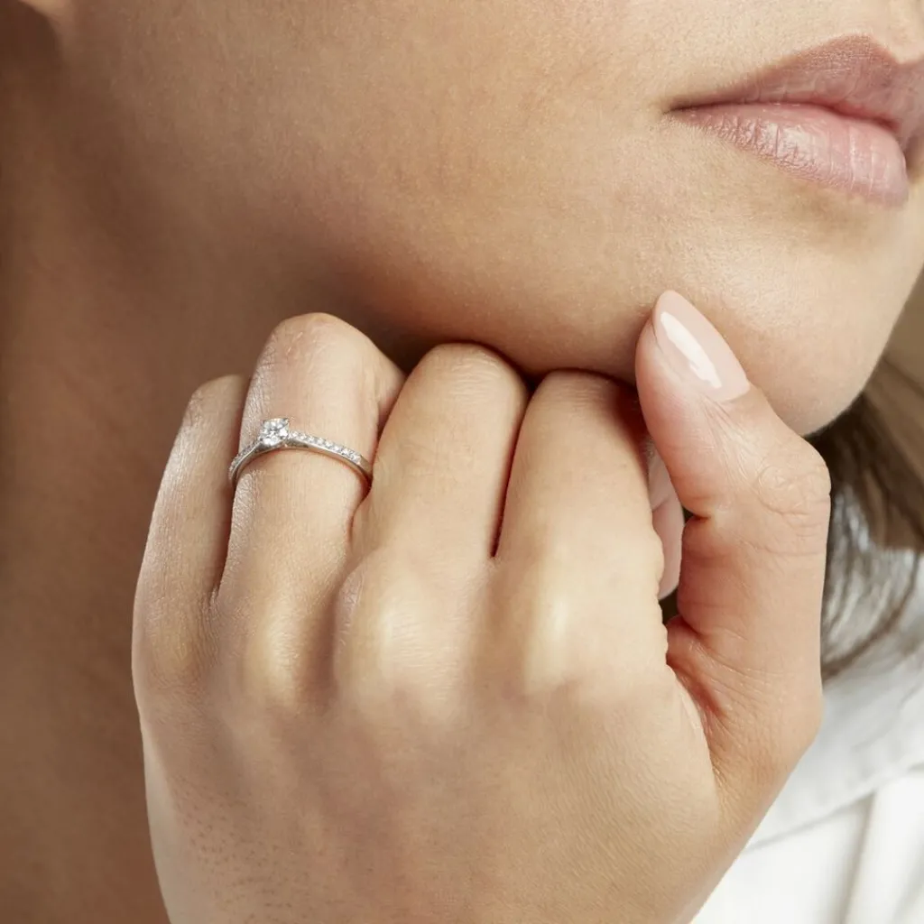 Histoire d'Or Bague Solitaire Hemera platine blanc diamant Hot