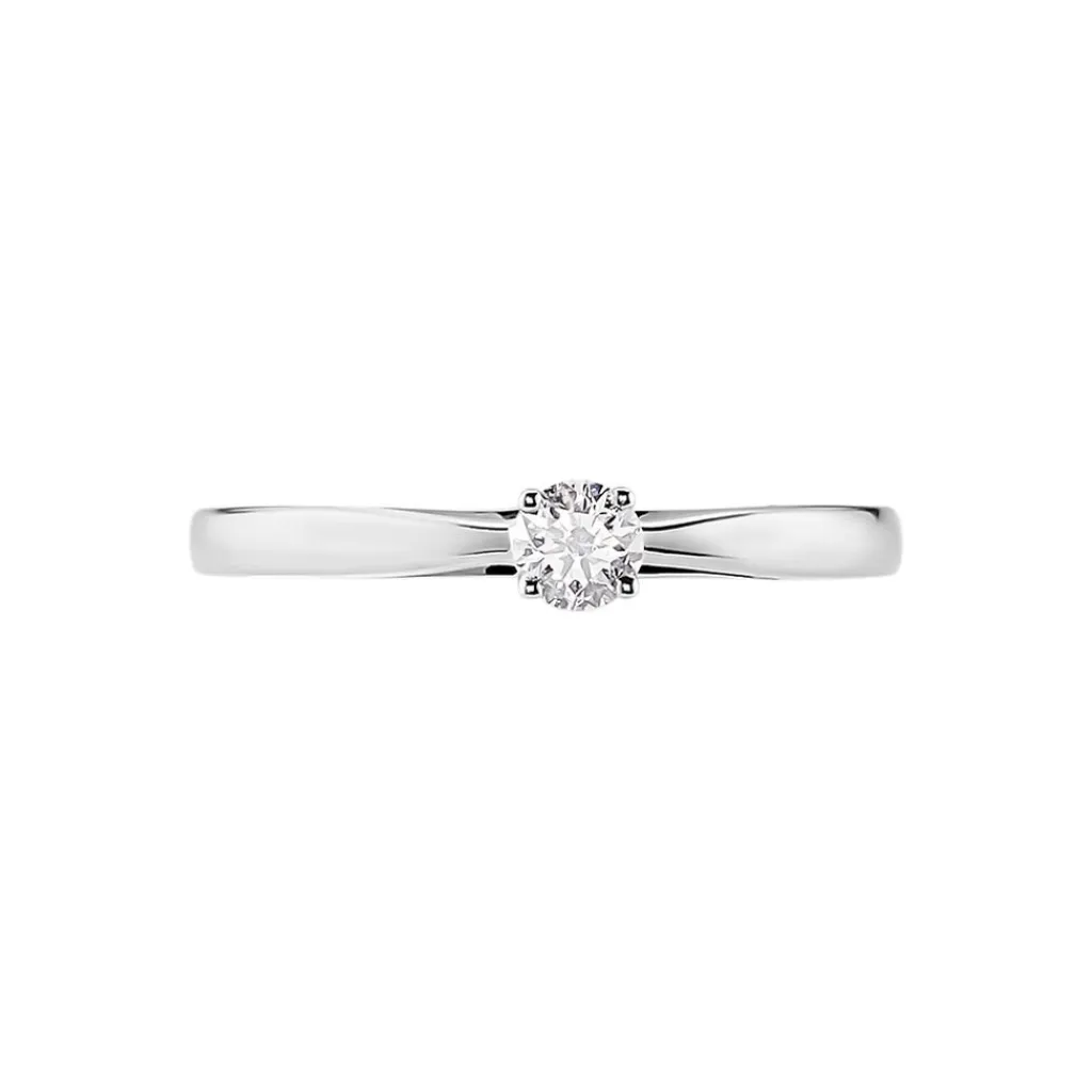 Histoire d'Or Bague Solitaire Iris or blanc diamant New