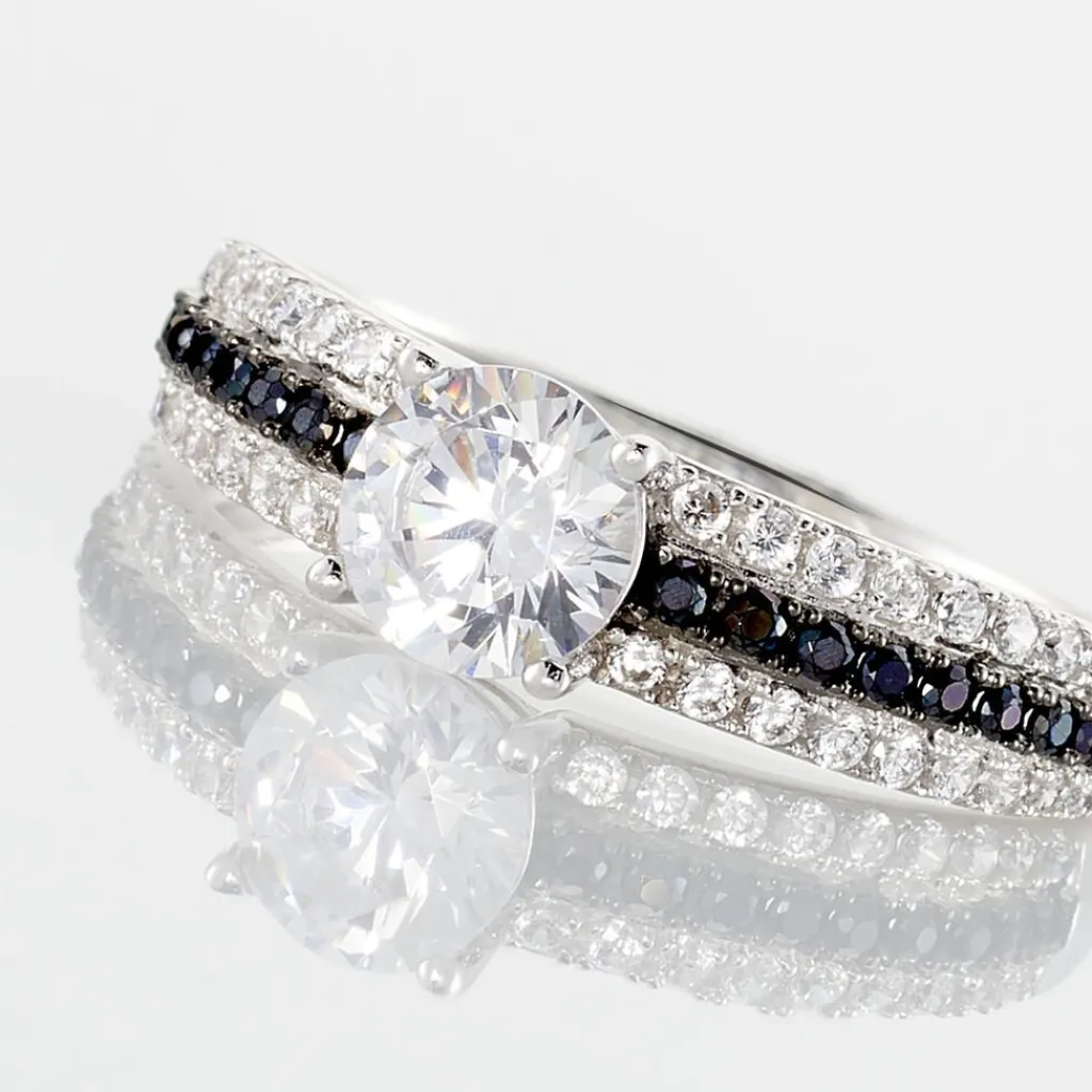 Histoire d'Or Bague Solitaire Katrina Or Blanc Oxyde De Zirconium New