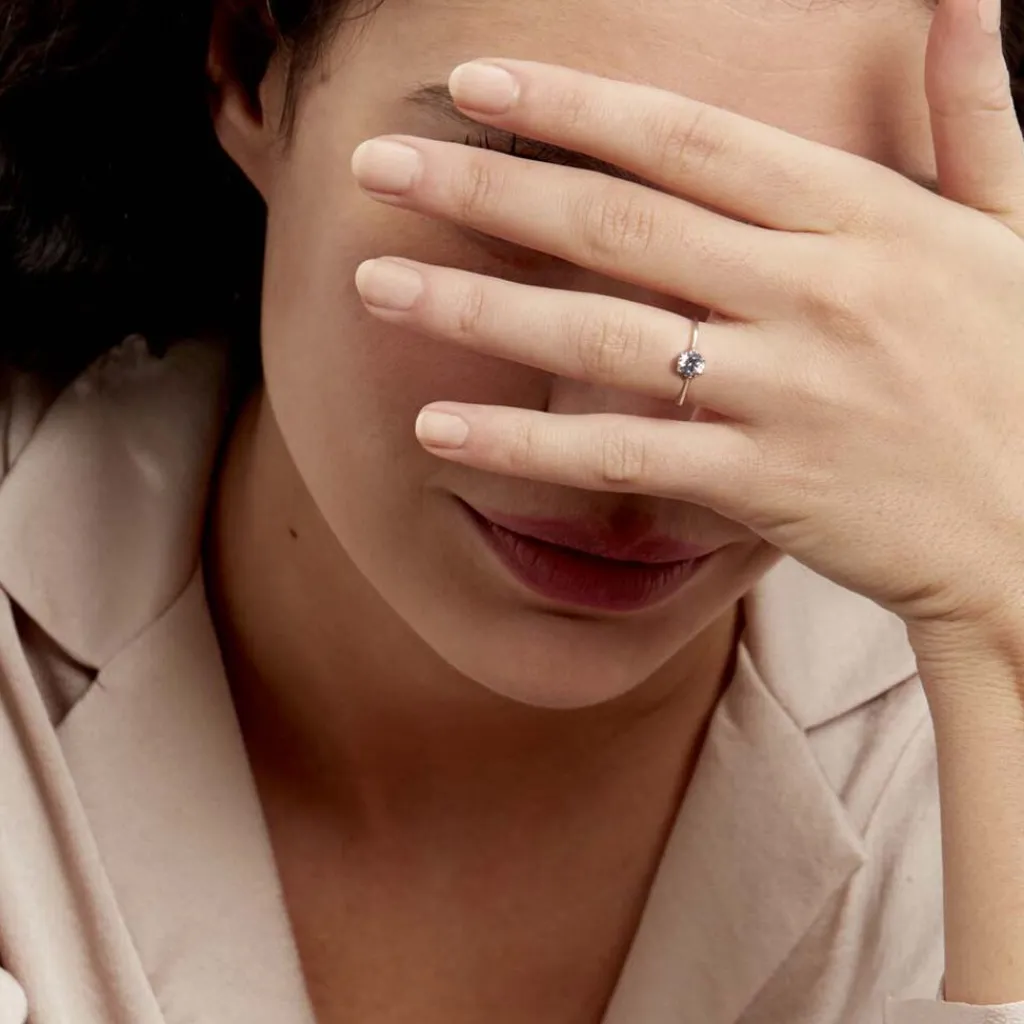 Histoire d'Or Bague Solitaire Lydia Argent Blanc Oxyde De Zirconium New