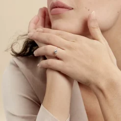 Histoire d'Or Bague Solitaire Lydia Argent Blanc Oxyde De Zirconium New