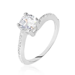 Histoire d'Or Bague Solitaire Maelane Argent Blanc Oxyde De Zirconium Hot