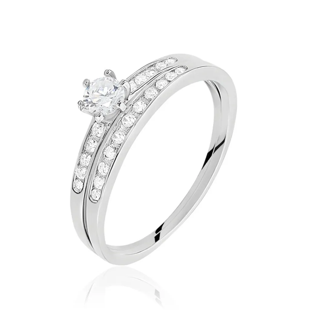 Histoire d'Or Bague Solitaire Maella Argent Blanc Oxyde De Zirconium