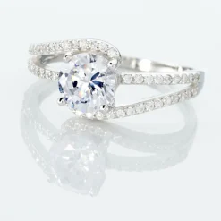 Histoire d'Or Bague Solitaire Maggy Argent Blanc Oxyde De Zirconium New