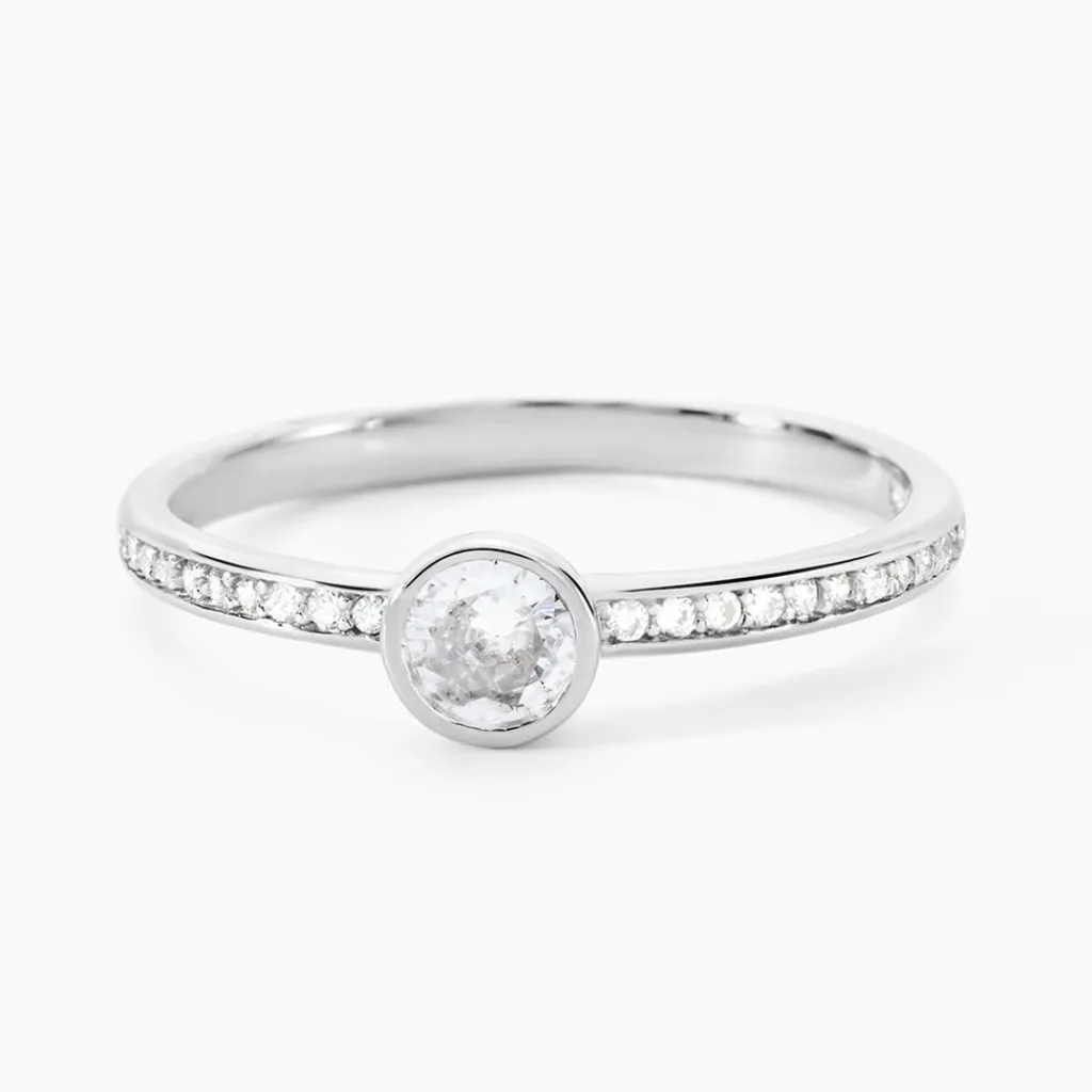 Histoire d'Or Bague Solitaire Mathylda Argent Blanc Oxyde De Zirconium Best