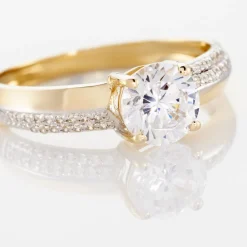 Histoire d'Or Bague Solitaire Messine Or Jaune Oxyde De Zirconium Clearance