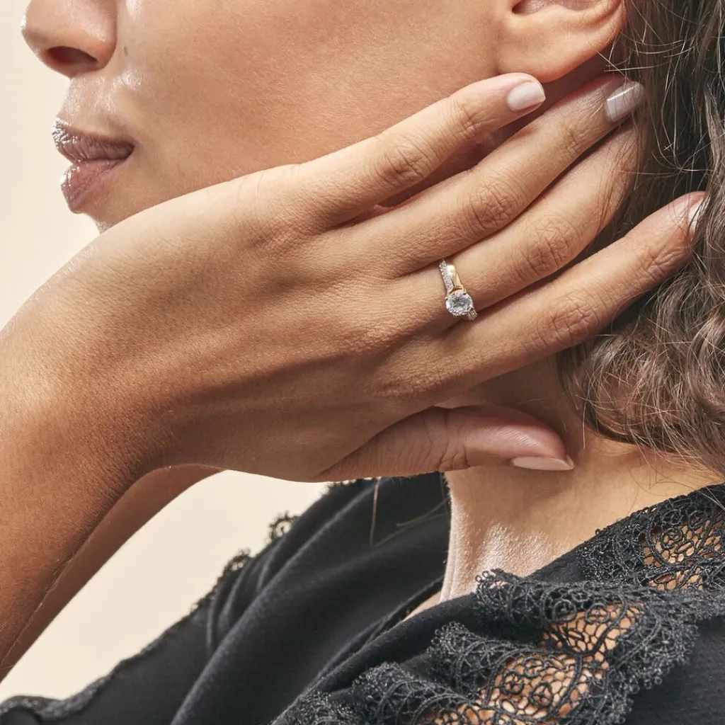 Histoire d'Or Bague Solitaire Messine Or Jaune Oxyde De Zirconium Clearance