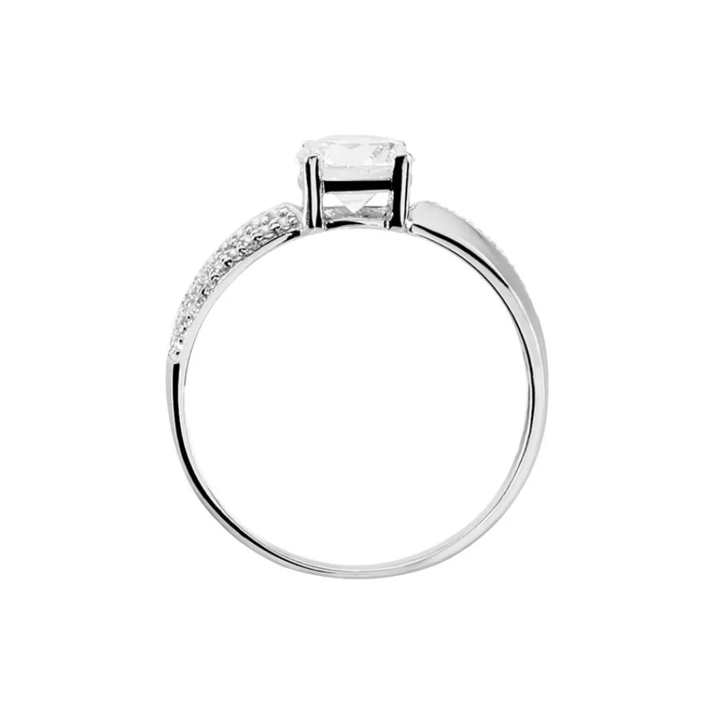 Histoire d'Or Bague Solitaire Messine Or Blanc Oxyde De Zirconium Best
