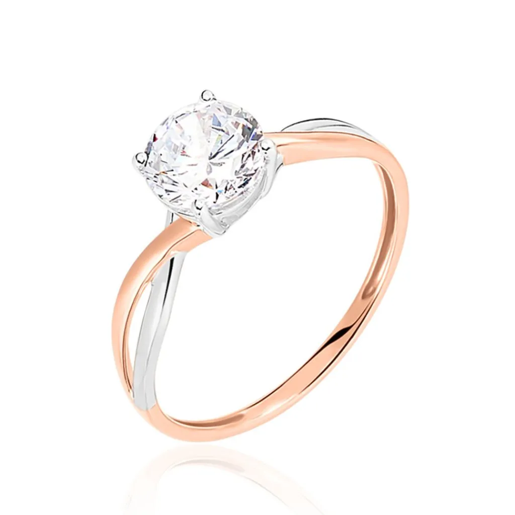 Histoire d'Or Bague Solitaire Micheline Or Bicolore Oxyde De Zirconium Sale