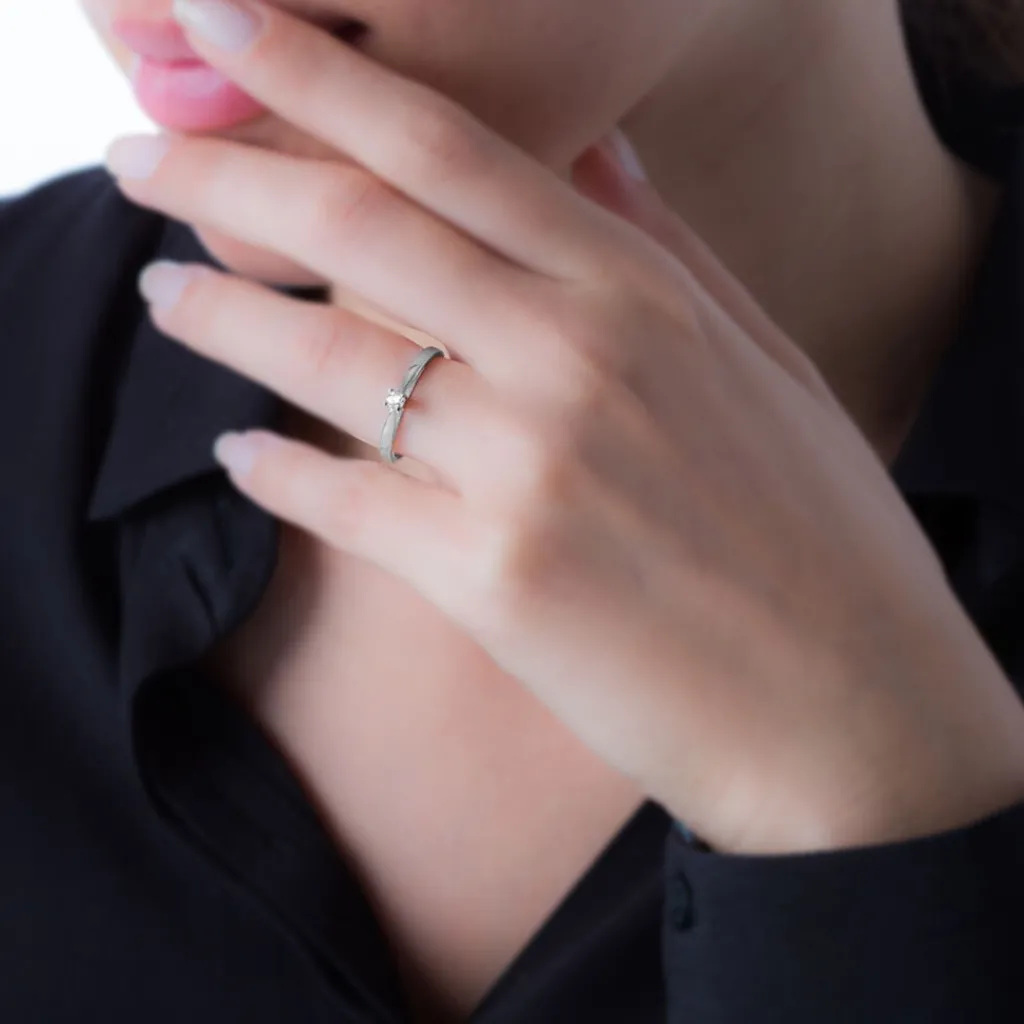 Histoire d'Or Bague Solitaire Morrigane Or Blanc Diamant New
