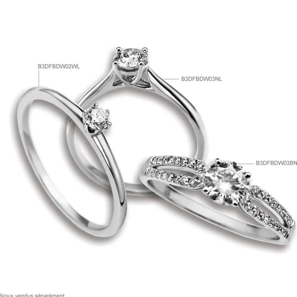 Histoire d'Or Bague Solitaire Natalia Or Blanc Diamant New