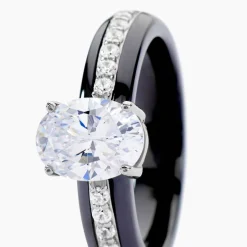 Histoire d'Or Bague Solitaire Neville Argent Blanc Céramique Et Oxyde De Zirconium Discount