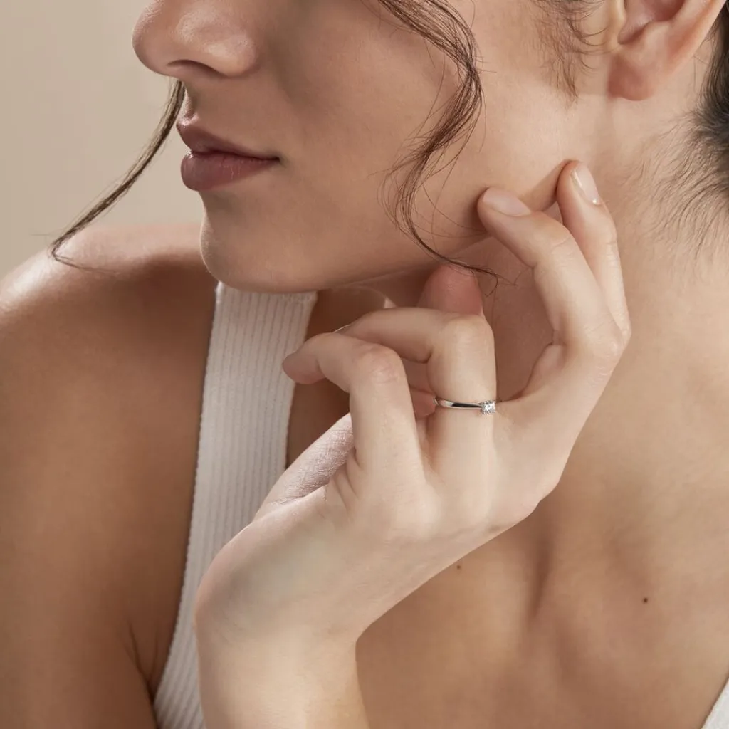 Histoire d'Or Bague Solitaire Or Blanc Aphrodite Diamant or blanc diamant blanc