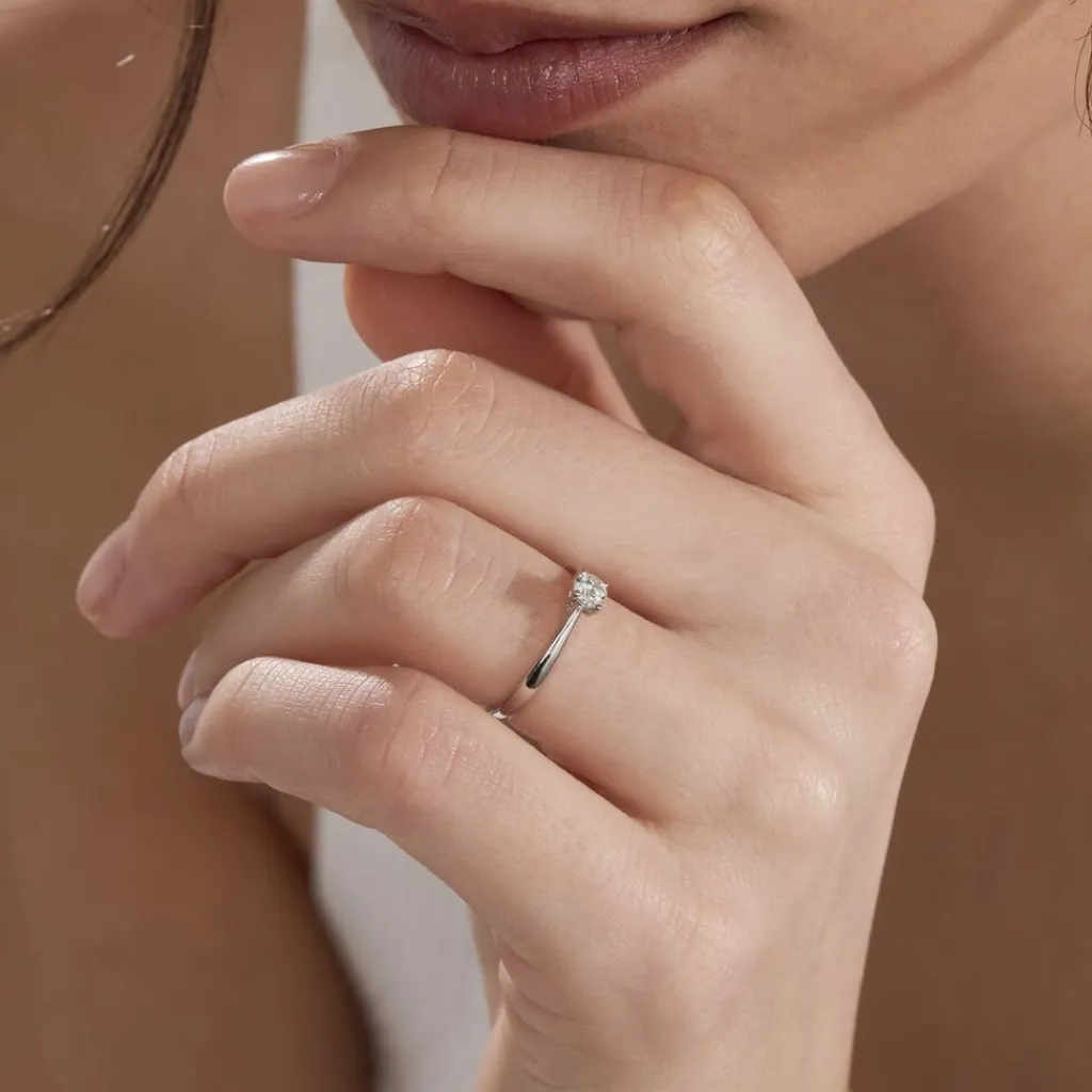 Histoire d'Or Bague Solitaire Or Blanc Aphrodite Diamant or blanc diamant blanc