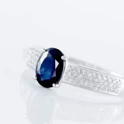 Histoire d'Or Bague Solitaire Or Blanc Crista Saphir Diamants or blanc saphir