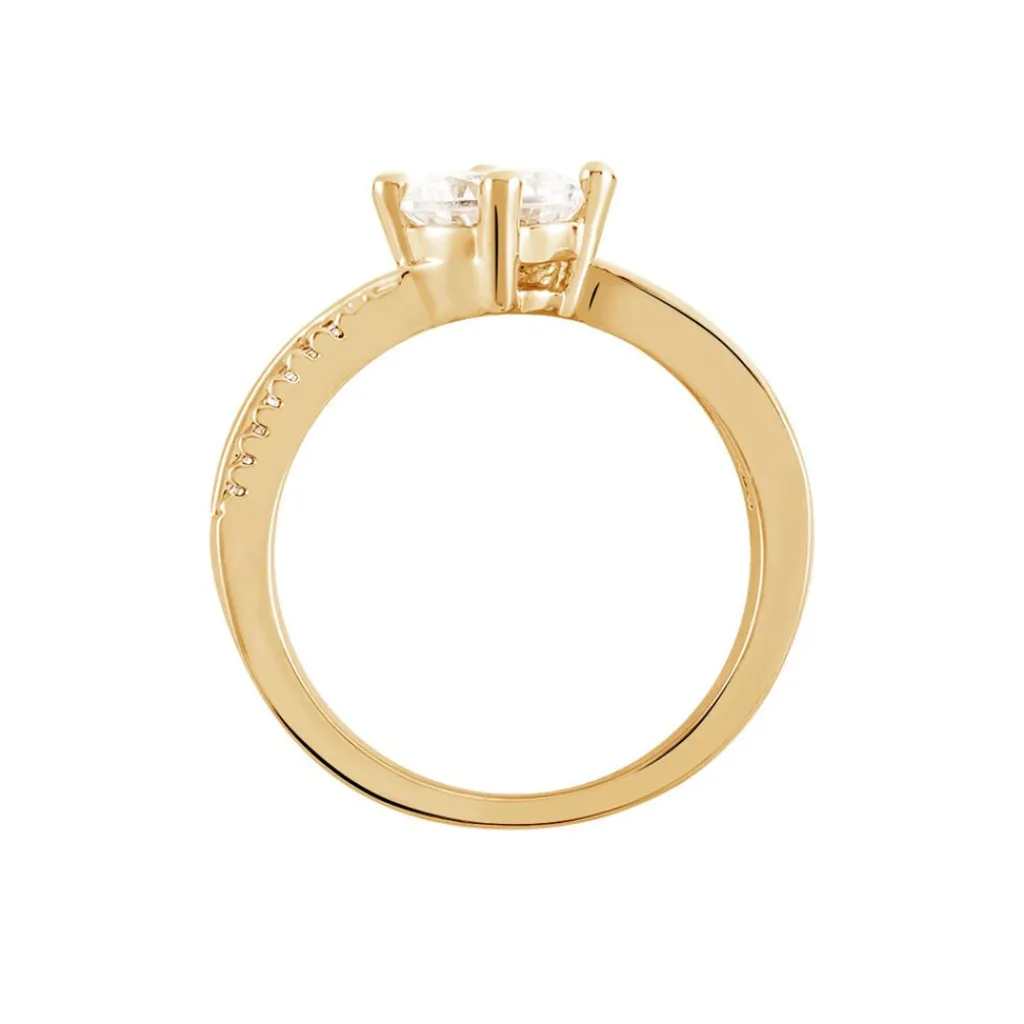 Histoire d'Or Bague Solitaire Sarah-lee Plaqué Or Jaune Oxyde De Zirconium Best
