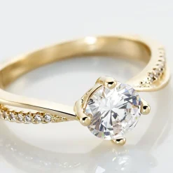 Histoire d'Or Bague Solitaire Sarah-lee Plaqué Or Jaune Oxyde De Zirconium Best