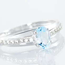 Histoire d'Or Bague Solitaire Tahyss Or Blanc Topaze Et Oxyde De Zirconium Sale