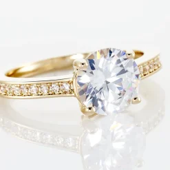 Histoire d'Or Bague Solitaire Zoura Plaqué Or Jaune Oxyde De Zirconium New