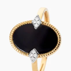 Histoire d'Or Bague Tahina Or Jaune Onyx Diamant or jaune onyx noir Best