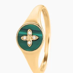 Histoire d'Or Bague Talisman Or Jaune Malachite Diamant New