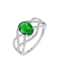 Histoire d'Or Bague Tina Or Blanc Emeraude Et Diamant