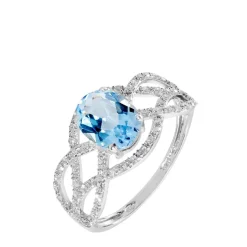 Histoire d'Or Bague Tina Or Blanc Topaze Et Diamant or blanc topaze bleue Hot