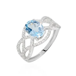 Histoire d'Or Bague Tina Or Blanc Topaze Et Oxyde De Zirconium or blanc topaze bleue Best