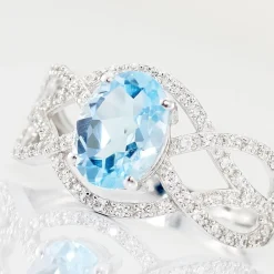 Histoire d'Or Bague Tina Or Blanc Topaze Et Oxyde De Zirconium or blanc topaze bleue Best