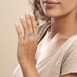 Histoire d'Or Bague Tina Or Blanc Topaze Et Oxyde De Zirconium or blanc topaze bleue Best