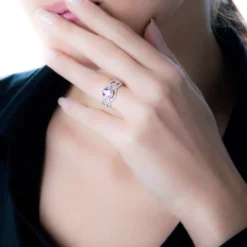 Histoire d'Or Bague Tina Or Blanc Topaze Et Diamant or blanc topaze rose Outlet