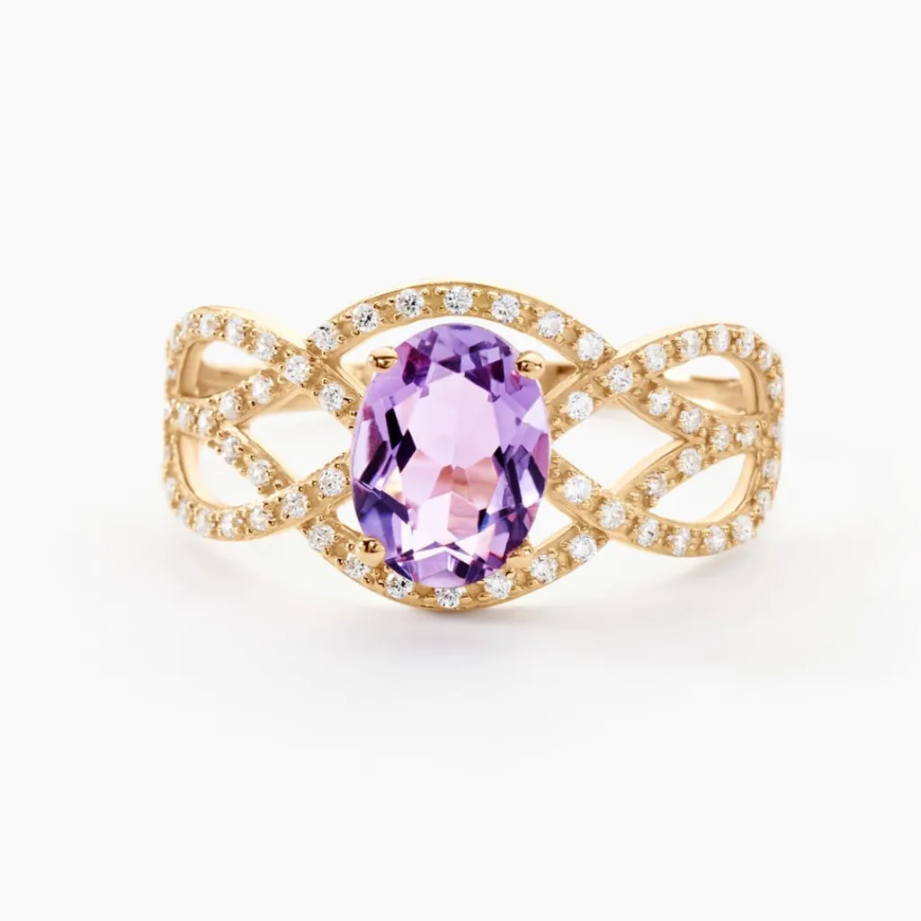 Histoire d'Or Bague Tina Or Jaune Amethyste Et Oxyde De Zirconium or jaune amethyste violette New