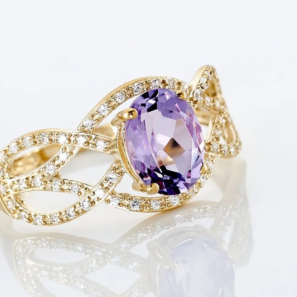 Histoire d'Or Bague Tina Or Jaune Amethyste Et Oxyde De Zirconium or jaune amethyste violette New