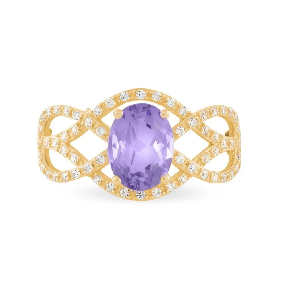 Histoire d'Or Bague Tina Or Jaune Amethyste Et Diamant or jaune amethyste violette Sale