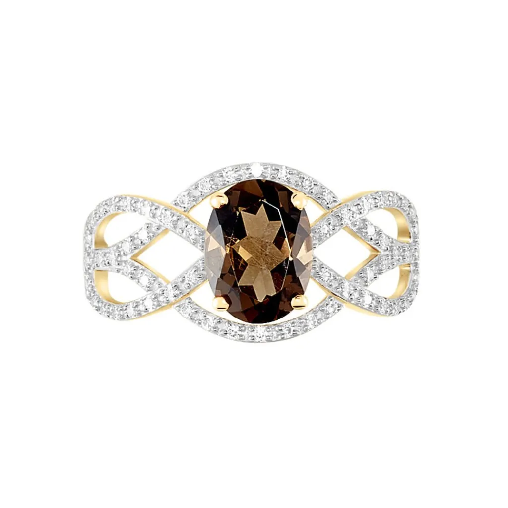 Histoire d'Or Bague Tina Or Jaune Quartz Et Oxyde De Zirconium or jaune quartz marron Online