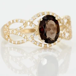 Histoire d'Or Bague Tina Or Jaune Quartz Et Oxyde De Zirconium or jaune quartz marron Online